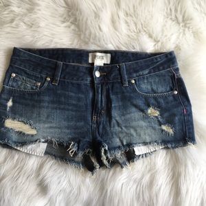 PINK ripped jean shorts